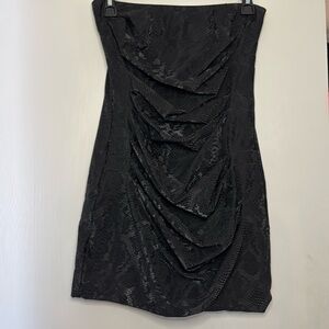 Strapless black snakeskin print mini dress